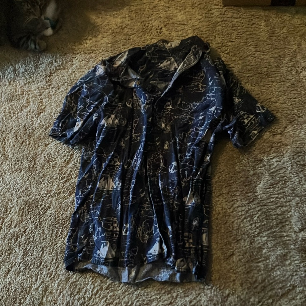 blue short sleeve button up